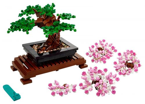 Lego Creator Expert Drzewko Bonsai , numer katalogowy 10281, 878 części klocków, zestaw lego zmienny na dwa rodzaje, drzewko zielone lub drzewko z kwiatami