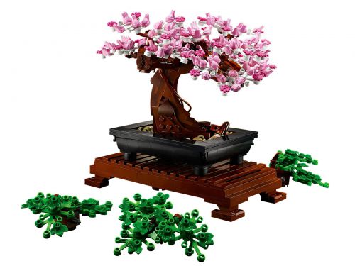 Lego Creator Expert Drzewko Bonsai , numer katalogowy 10281, 878 części klocków, zestaw lego zmienny na dwa rodzaje, drzewko zielone lub drzewko z kwiatami